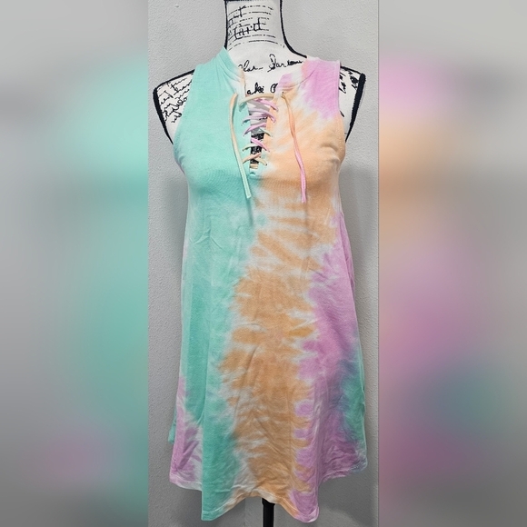 Legaci Other - Lagaci Tye Dye Terry Dress Swimsuit Cover Summer Pink Green Orange Med